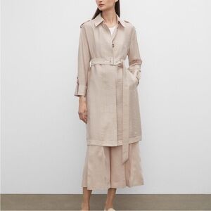 Club Monaco Lightweight Pale Pink Beige Shimmer Trench Coat Jacket XS $240